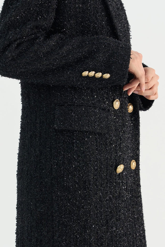 RVN Coat 시퀸스 트위드 니트 코트