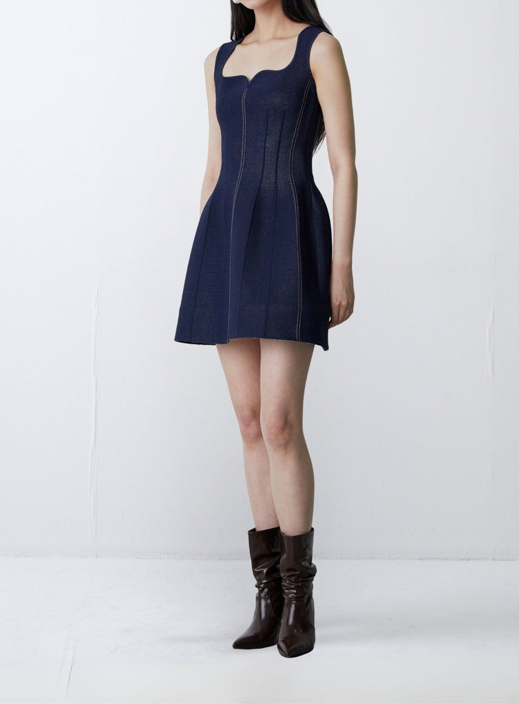 RVN Dress 진 자카드 스윗하트 튤립 미니 드레스