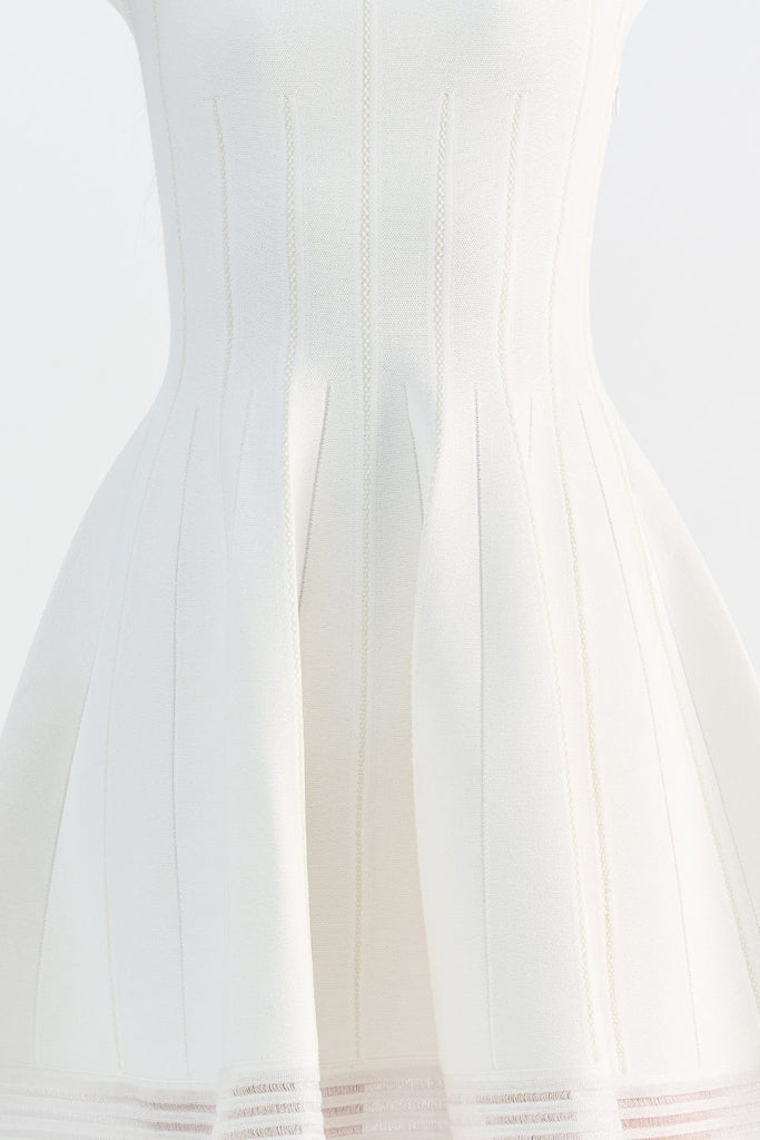 RVN Dress S 3/4 슬리브 플레어 니트 드레스