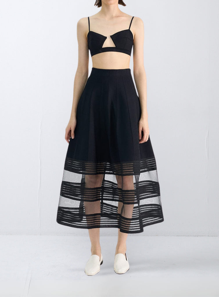 RVN Skirt 마고 픽 스티치 니트 미디 스커트