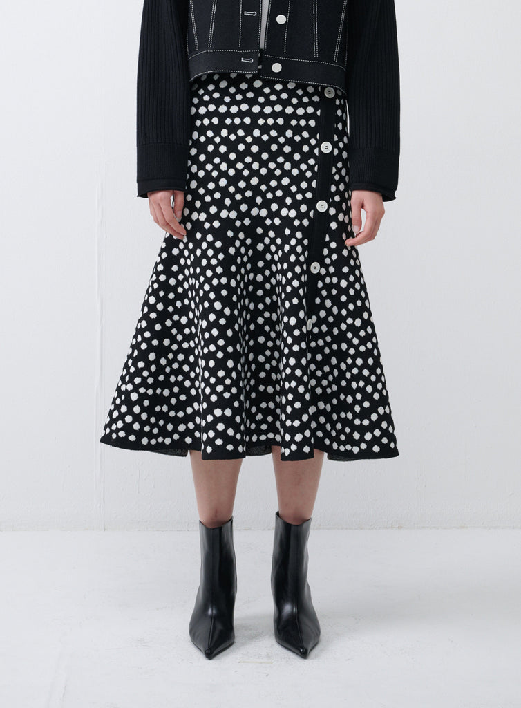 RVN Skirt 포카닷 하이웨이스트 머메이드 스커트