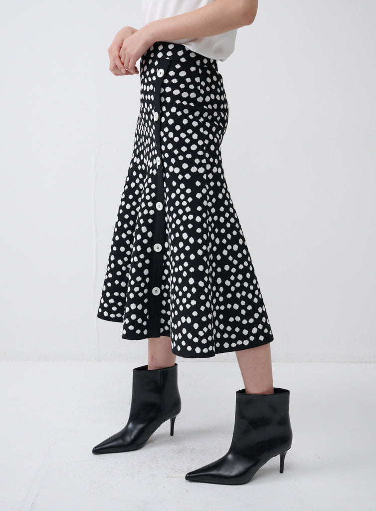 RVN Skirt 포카닷 하이웨이스트 머메이드 스커트