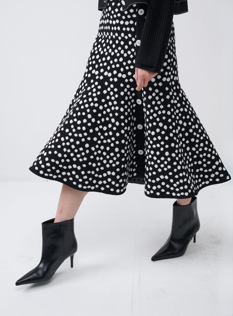 RVN Skirt 포카닷 하이웨이스트 머메이드 스커트