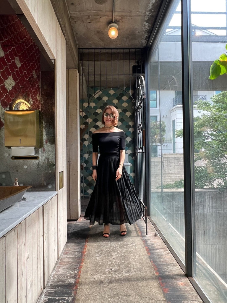 RVN Skirt Evelyne 시어 인타샤 니트 맥시 스커트