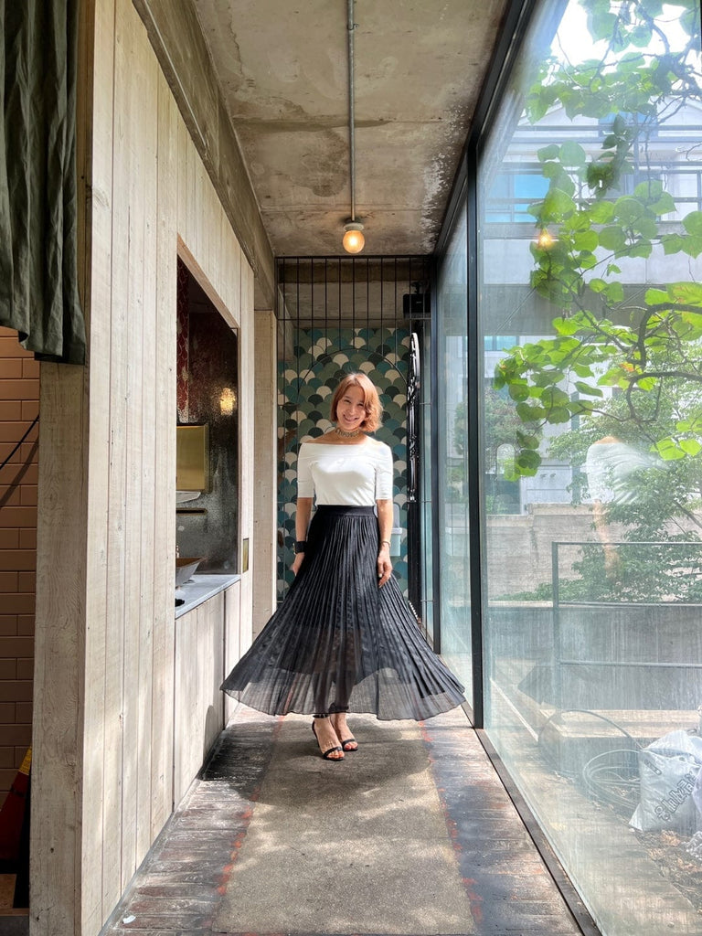 RVN Skirt Evelyne 시어 인타샤 니트 맥시 스커트