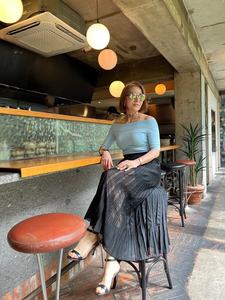 RVN Skirt Evelyne 시어 인타샤 니트 맥시 스커트